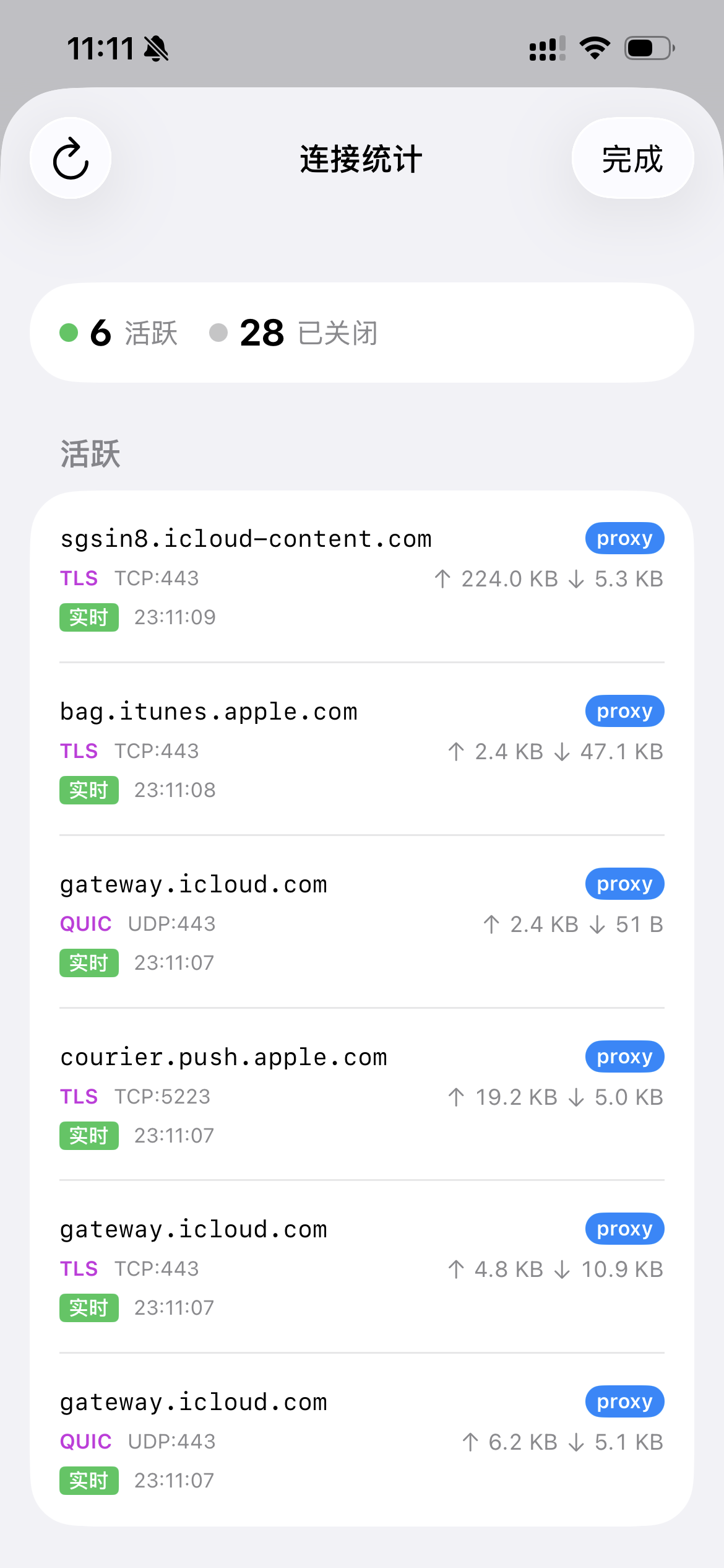 HyperOrbit 活跃连接查看界面示例