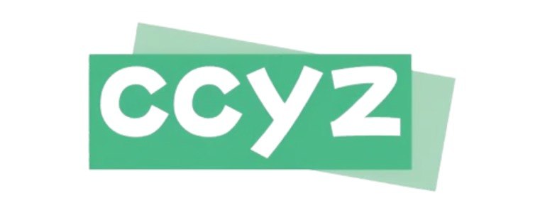 CCYZ 品牌标识:绿色叠层矩形上的白色 ccyz 字样
